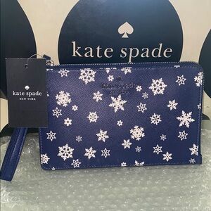 Kate Spade Blue Snowflake Wristlet
